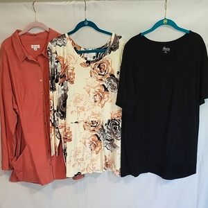 d & co Denim Company Women's 3x Top Shirt Jacket Lot Basic Neutrals Floral